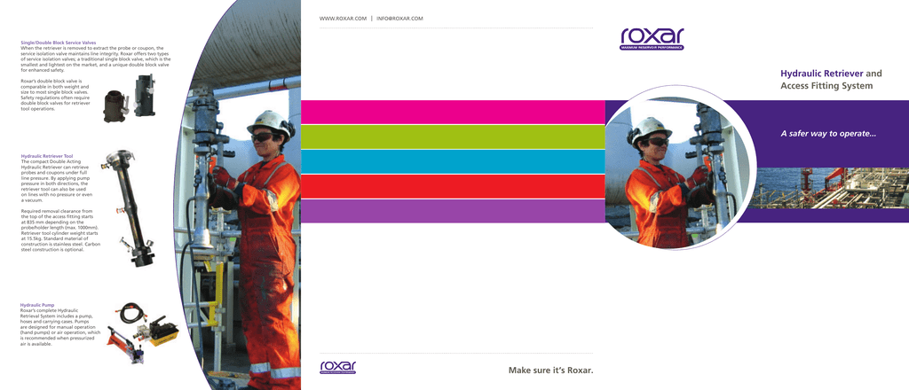 Roxar Hydraulic Retrieval tool Brochure Manualzz