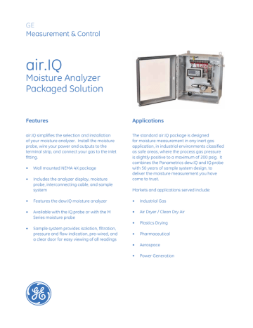 Ge Panametrics Air Iq Moisture Analyzer Kit Datasheet Manualzz