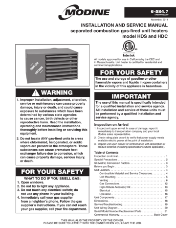 Manual - Modine Hot Dawg Gas-Fired Separated Combustion Unit Heater Model HDS, HDC | Manualzz Hot Dawg Heater Wiring Diagram Manualzz