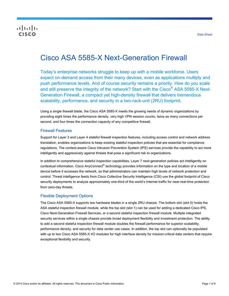 Cisco Asa 5585 X Next Generation Firewall Manualzz