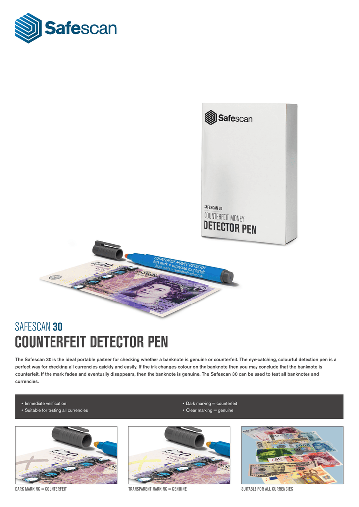 Safescan 30 Counterfeit Money Detector Pen Ref 111-0442 111-0442