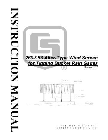 Campbell Scientific 260-953 Alter-Type Wind Screen  Owner Manual | Manualzz