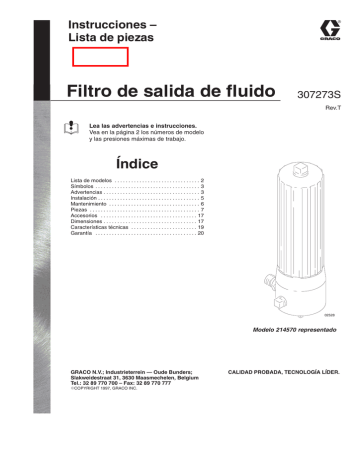Graco 307273t , Filtro de salida de fluido Owner's Manual | Manualzz