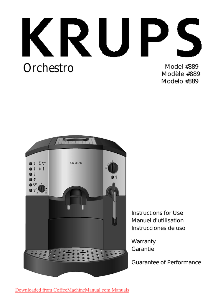 Krups Orchestro F 889 User Guide Manual pdf | Manualzz
