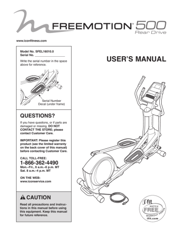 Freemotion xte rear cheap drive elliptical manual