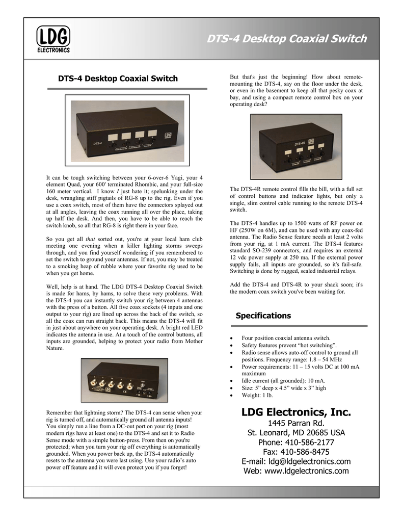 Dts 4 Desktop Coaxial Switch Manualzz