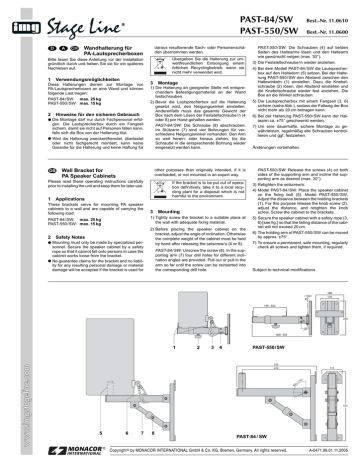 Monacor IMG STAGELINE PAST-84/SW Operating instructions | Manualzz