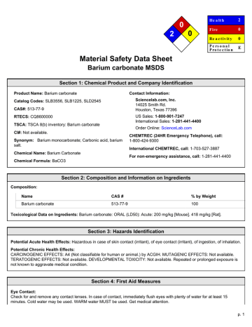 Barium Carbonate Msds Manualzz