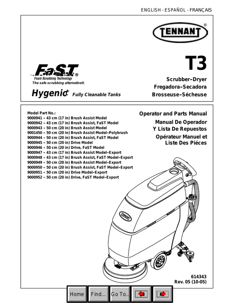 Tennant T300 Parts Manual