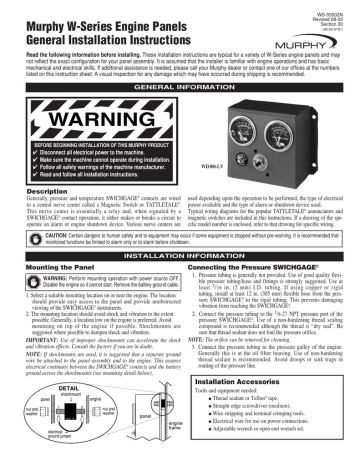 Murphy W Series Engine Panels General Installation Instructions Manualzz Murphy W Series Engine Panels General, Murphy Safety Switch Wiring Diagram