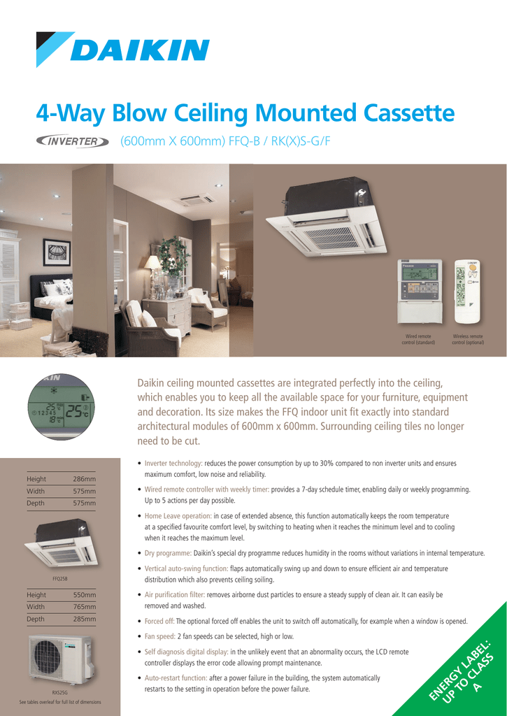 Daikin In Ceiling Compact Cassettes Ffq Range Manualzz Com