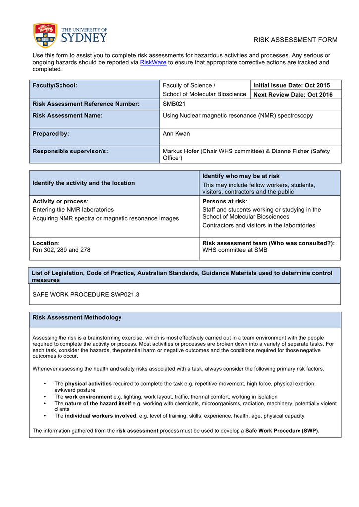 Smb021 Risk Assessment Nmr Manualzz Com