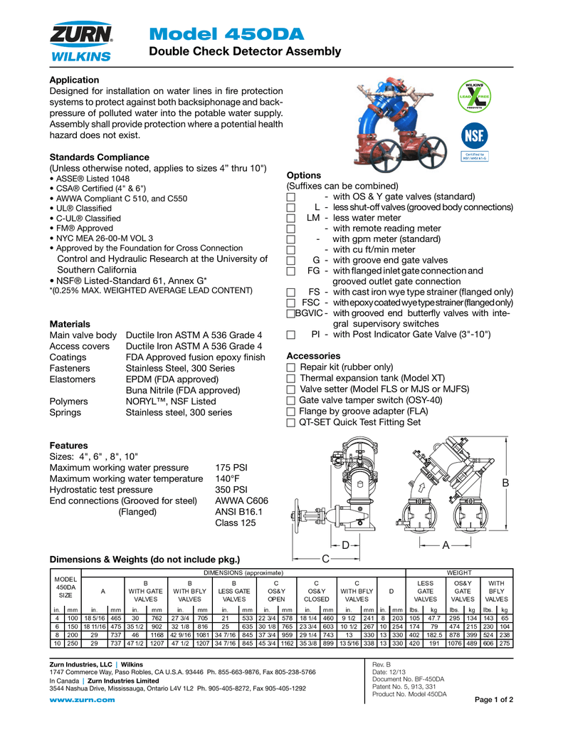 Model 450da Double Check Detector Assembly Manualzz