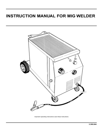 INSTRUCTION MANUAL FOR MIG WELDER 3.300.844 important operating instructions save these instructions | Manualzz