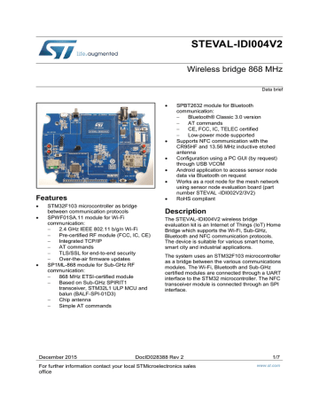 STEVAL-IDI004V2  Wireless bridge 868 MHz | Manualzz