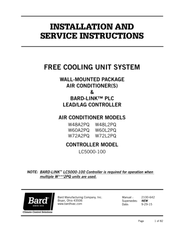 Bard W60A2PQ Installation And Service Instructions Manual | Manualzz