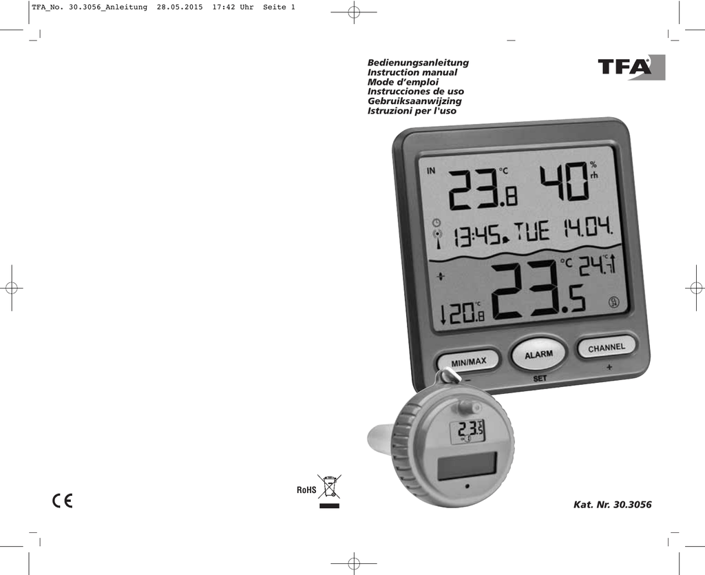 TFA Thermometer für Innen Außen Max.//Min GradC//GradF Temperatur Grad umstell