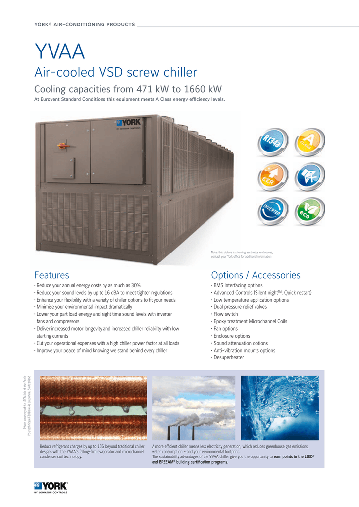 YVAA Aircooled VSD screw chiller york® airconditioning products