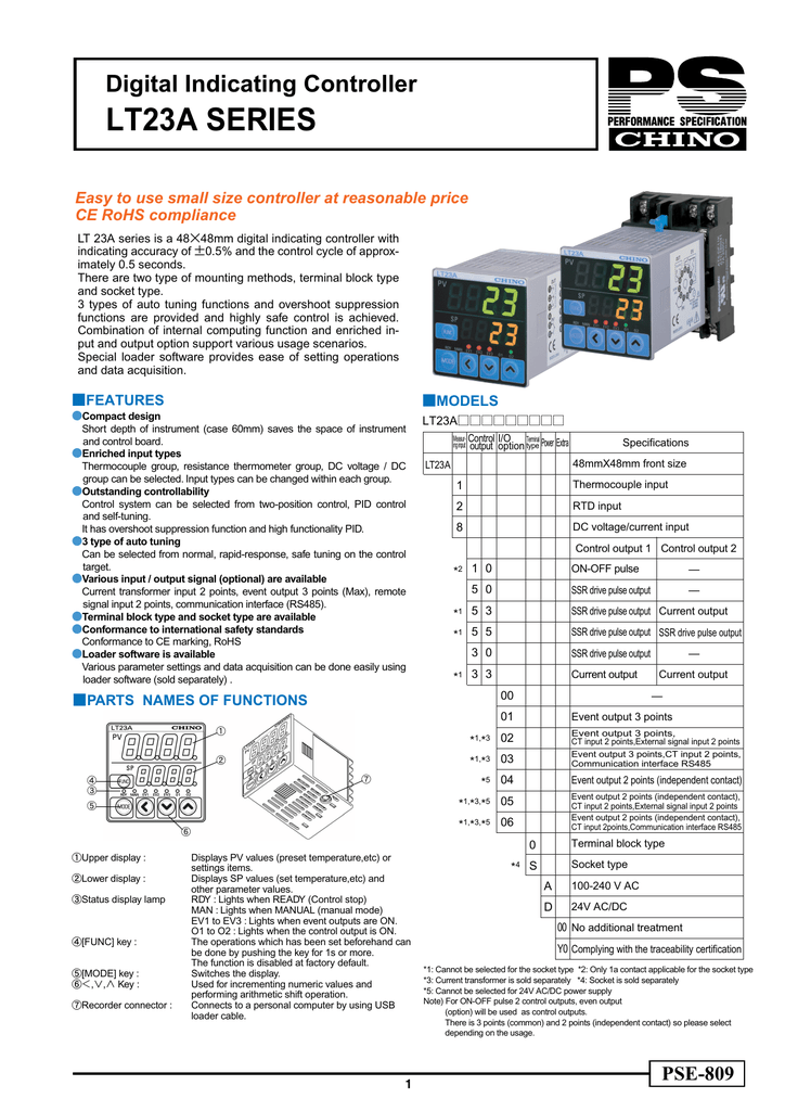 LT23A SERIES Digital Indicating Controller CE RoHS compliance Manualzz