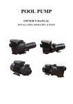 Pool Pump J07501, J11501, J15001 Owner's Manual
