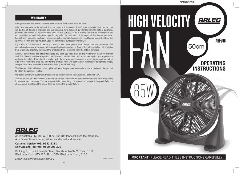 Arlec High Velocity Ceiling Fan Shelly Lighting