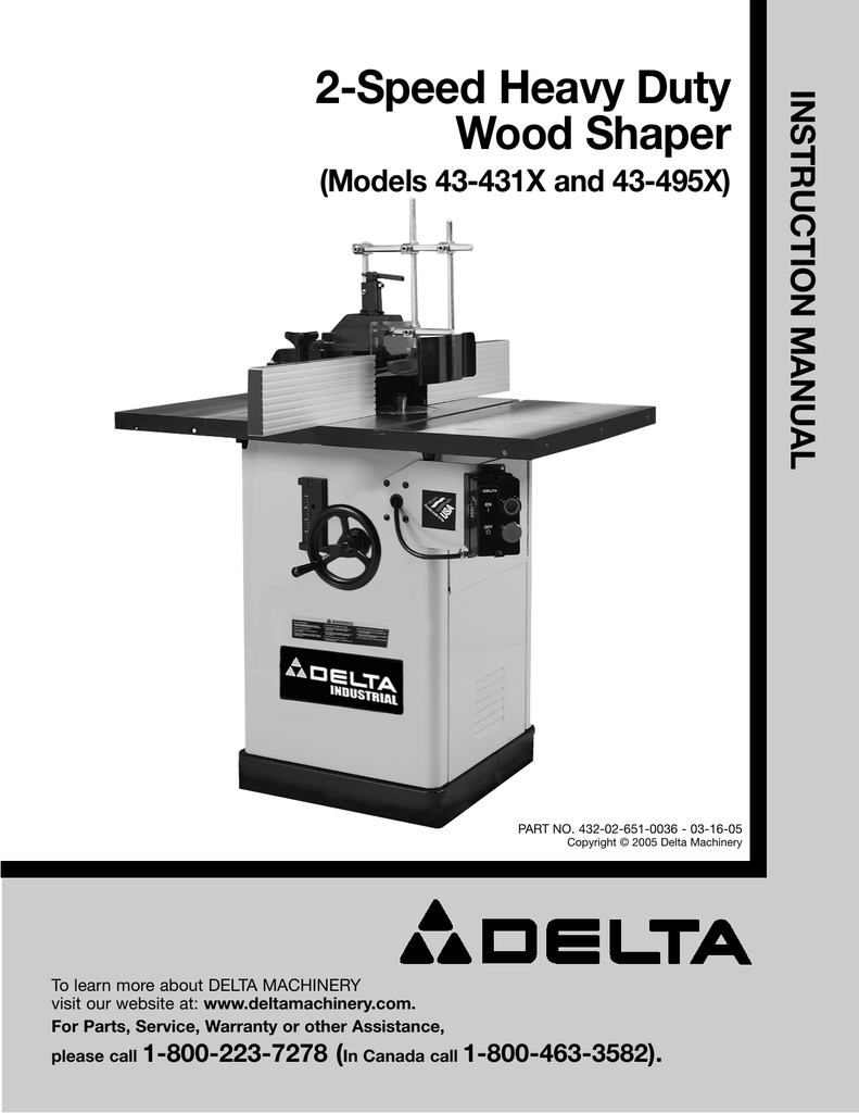 Delta Shaper 43-431X | Manualzz