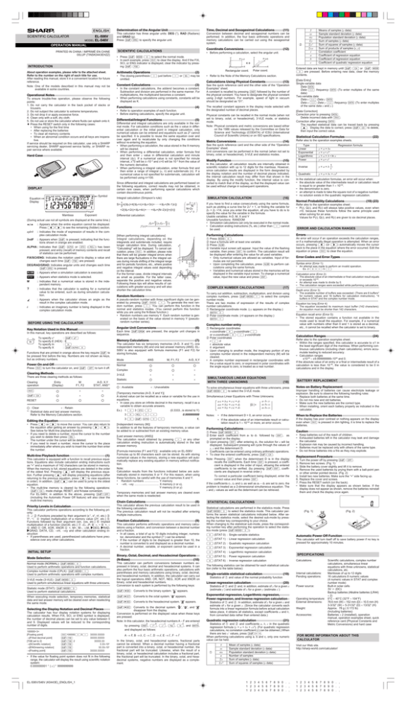 Sharp El 506p Instruction Manual Pdf Manualzz