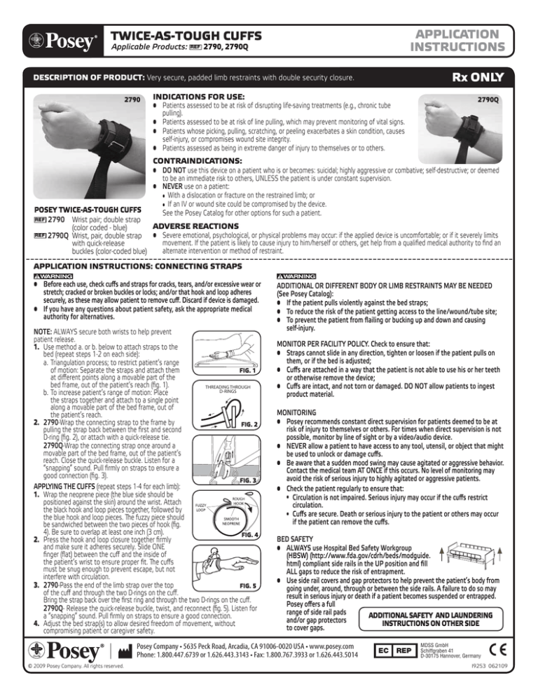 Posey TAT Ankle and Wrist Restraints Instructions Manualzz