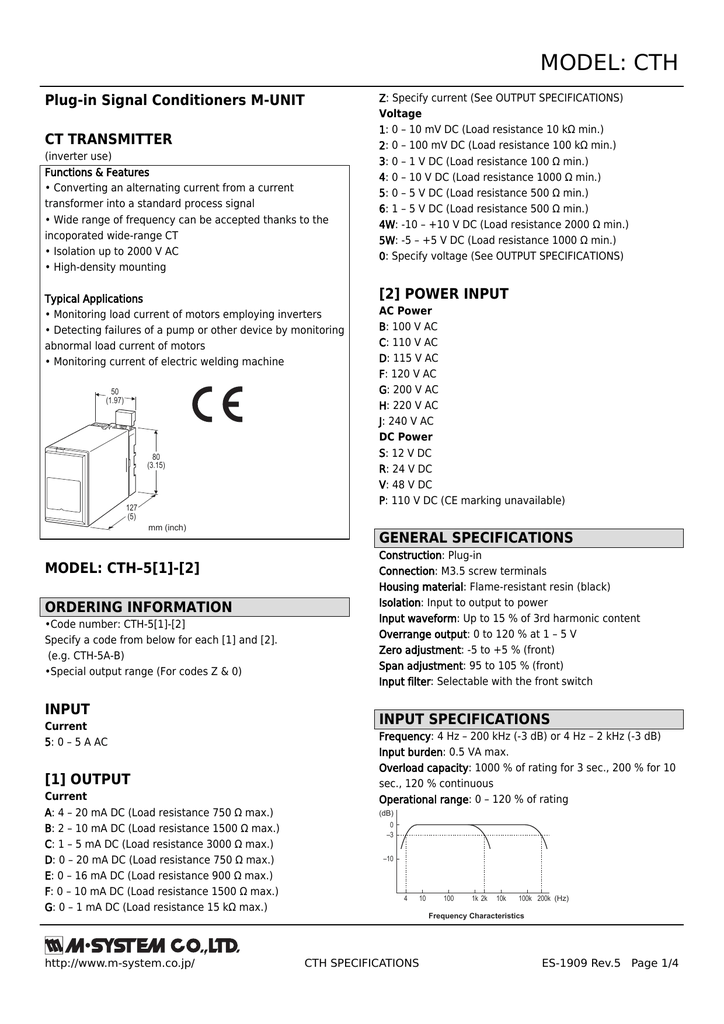 Model Cth Plug In Signal Conditioners M Unit Ct Transmitter Manualzz