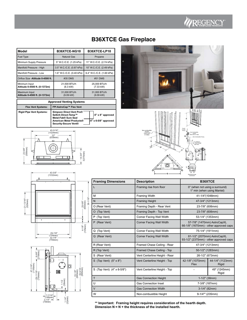 B36xtce Gas Fireplace Model B36xtce Ng10 B36xtce Lp10 Manualzz