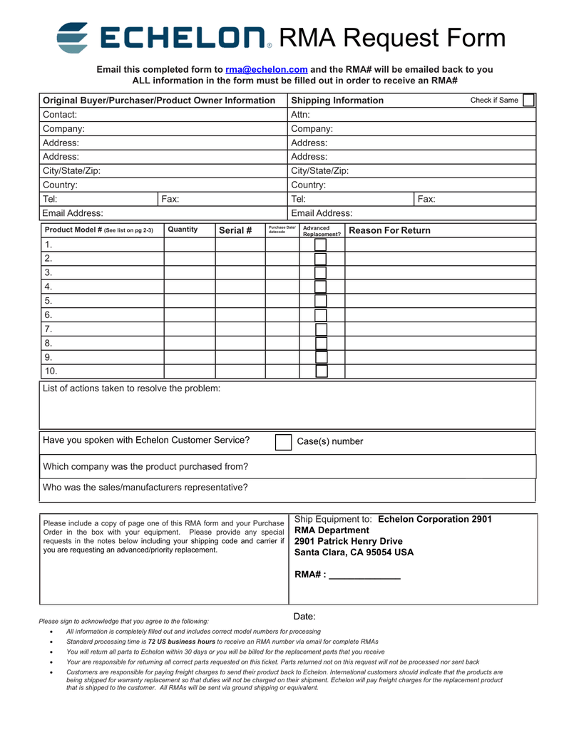 Rma Report Template