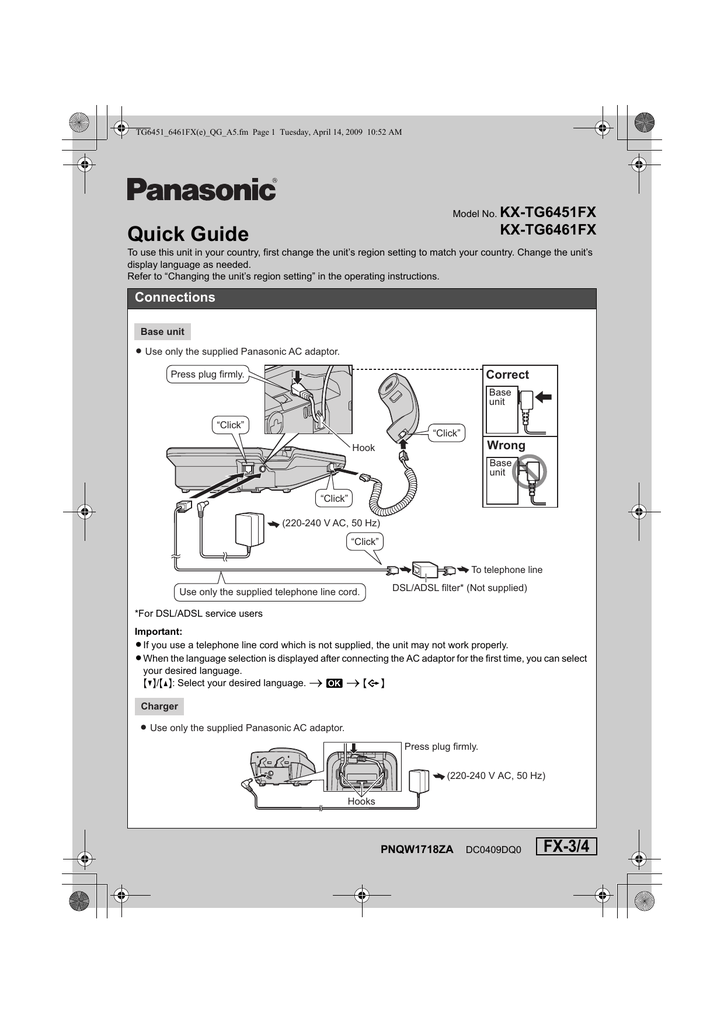 Panasonic Kx Tg6461 Quick Installation Guide Manualzz