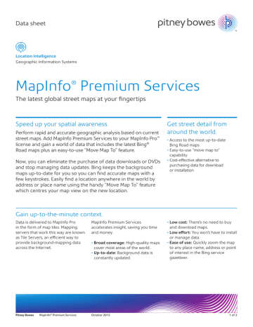 Pitney Bowes Mapinfo Download Mapinfo Pro Premium Services Datasheet | Manualzz