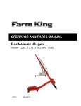 Farm King 1262 / 1272 / 1282 / 1292 Backsaver Auger Operator and Parts Manual