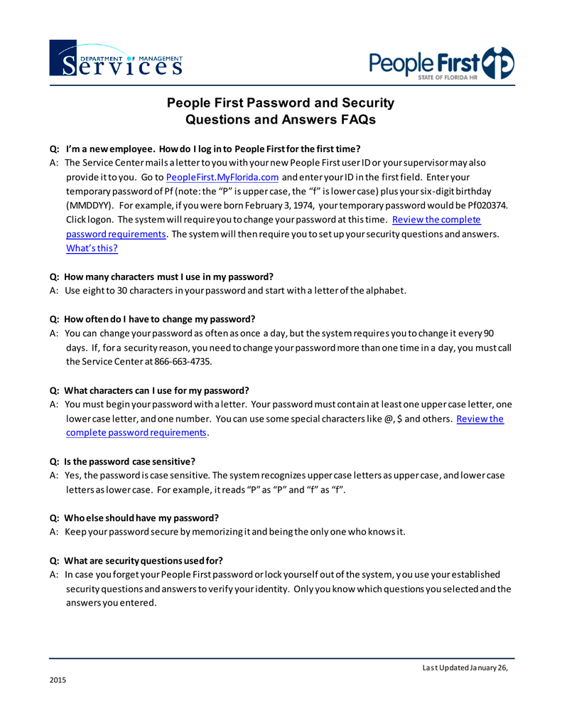 People First Password And Security Questions And Answers Faqs