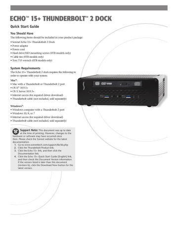  Sonnet Echo 15 ドッキング ステーションが Thunderbolt 2 アップグレードに遅れ