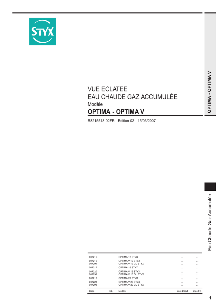 Styx Optima V20 Notice