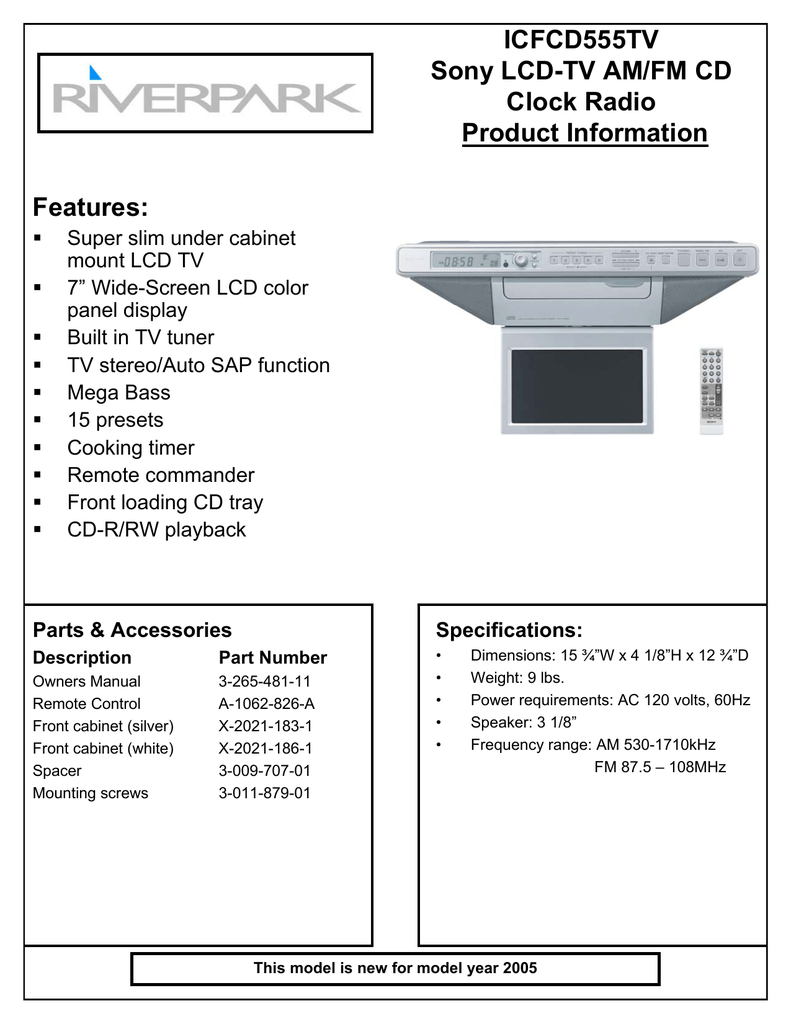 Icfcd555tv Pid Manualzz