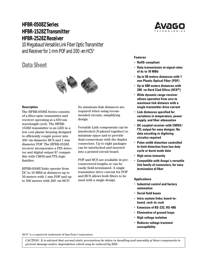 1MBD AVAGO TECHNOLOGIES HFBR-1524Z FIBER OPTIC TRANSMITTER