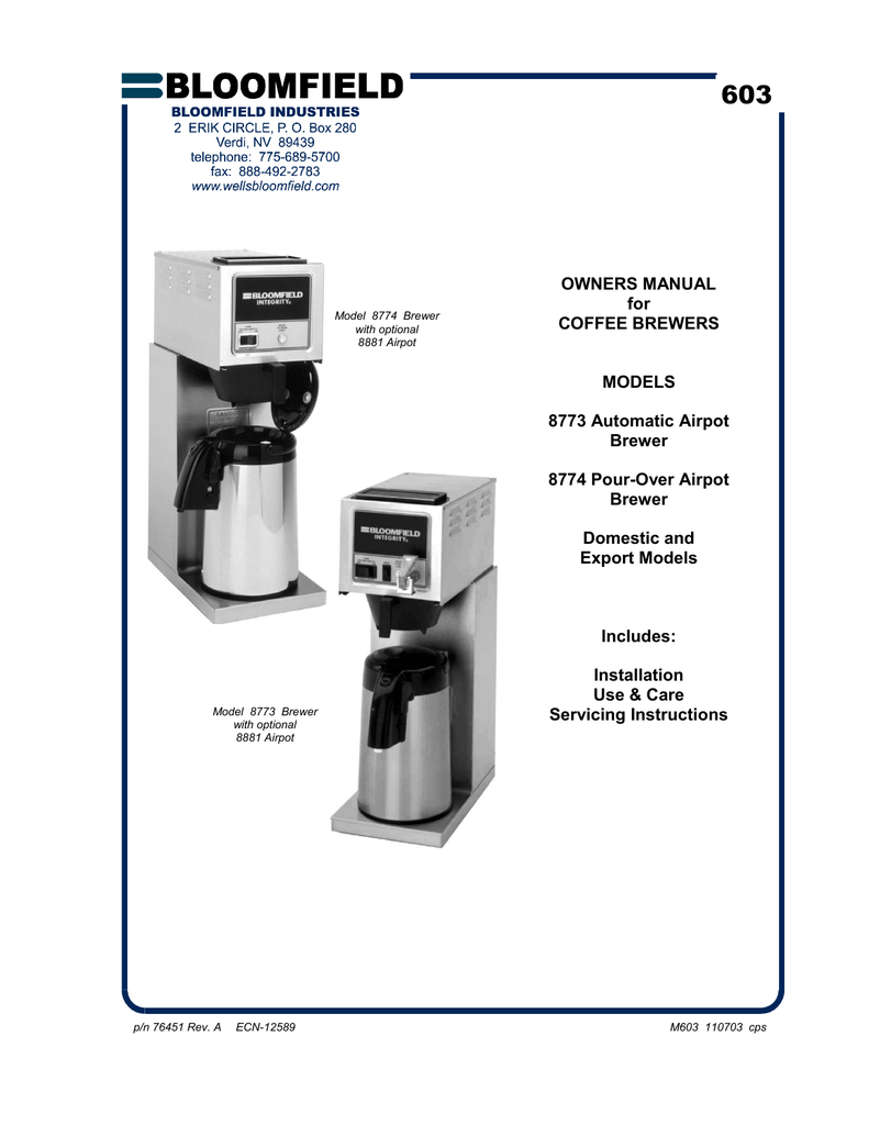 Bloomfield Integrity Model 8773 8774 Manualzz