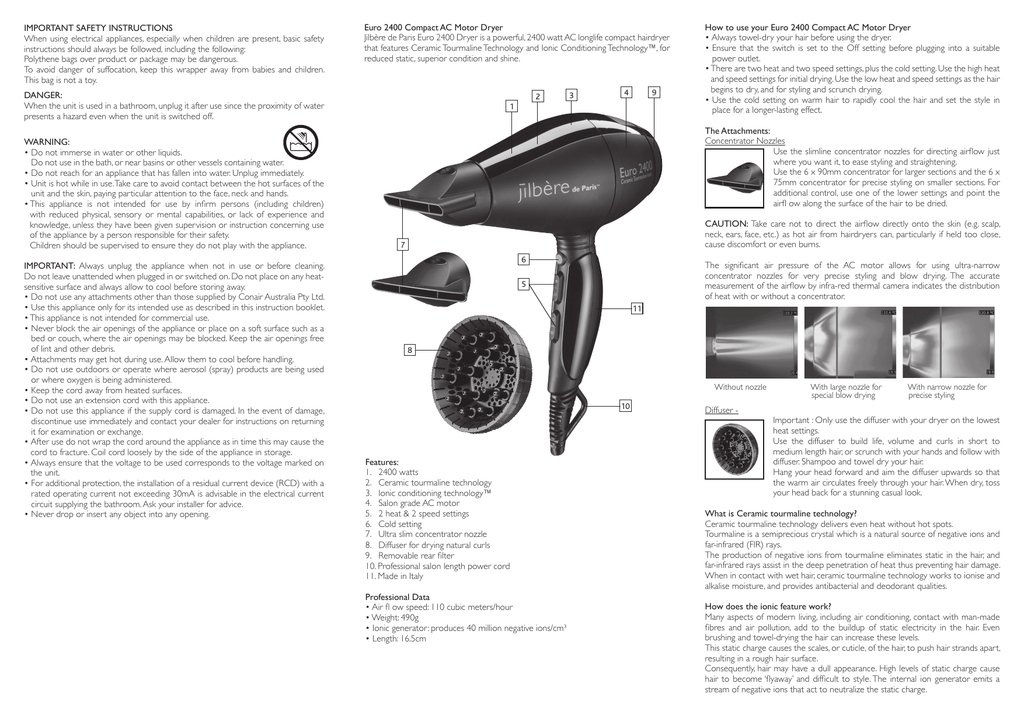 2400 tourmaline ceramic professional