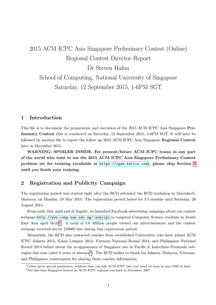 15 Acm Icpc Asia Singapore Preliminary Contest Online Dr Steven Halim Manualzz