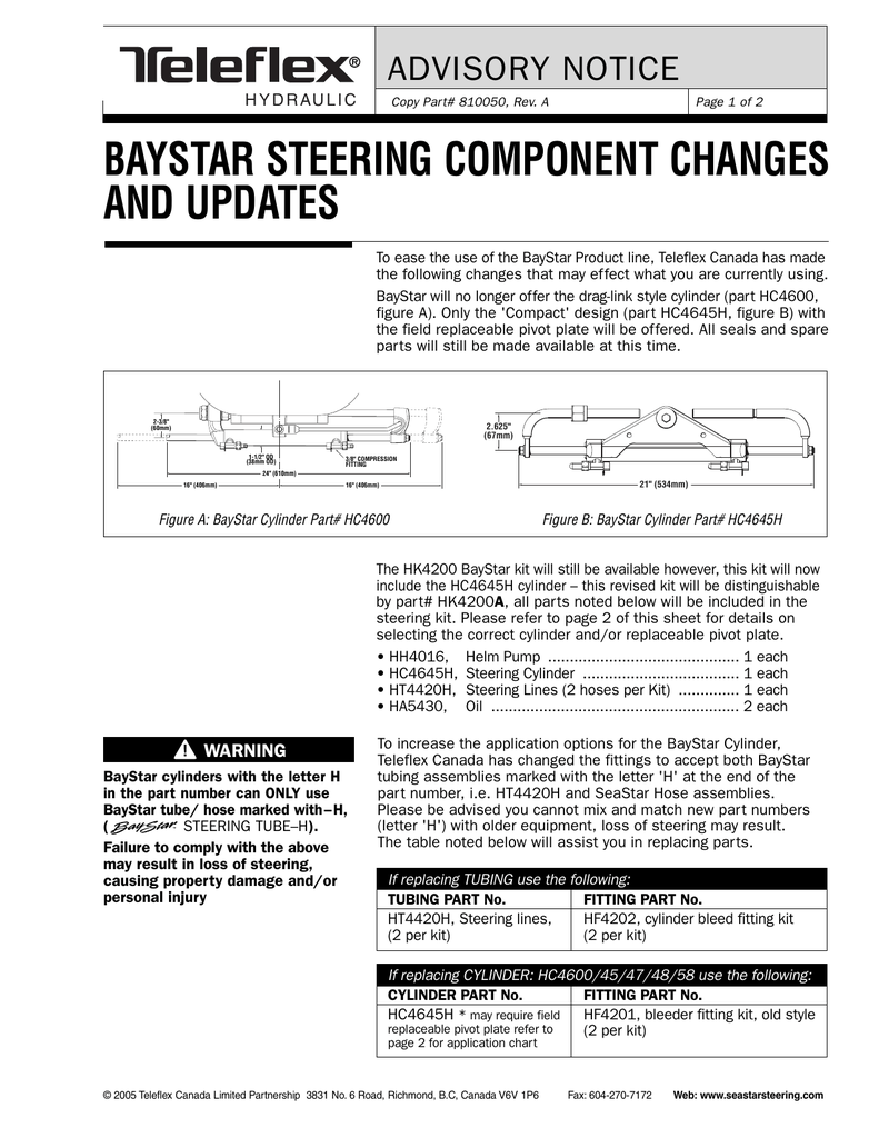 BAYSTAR HC4600 CYLINDER Manualzz