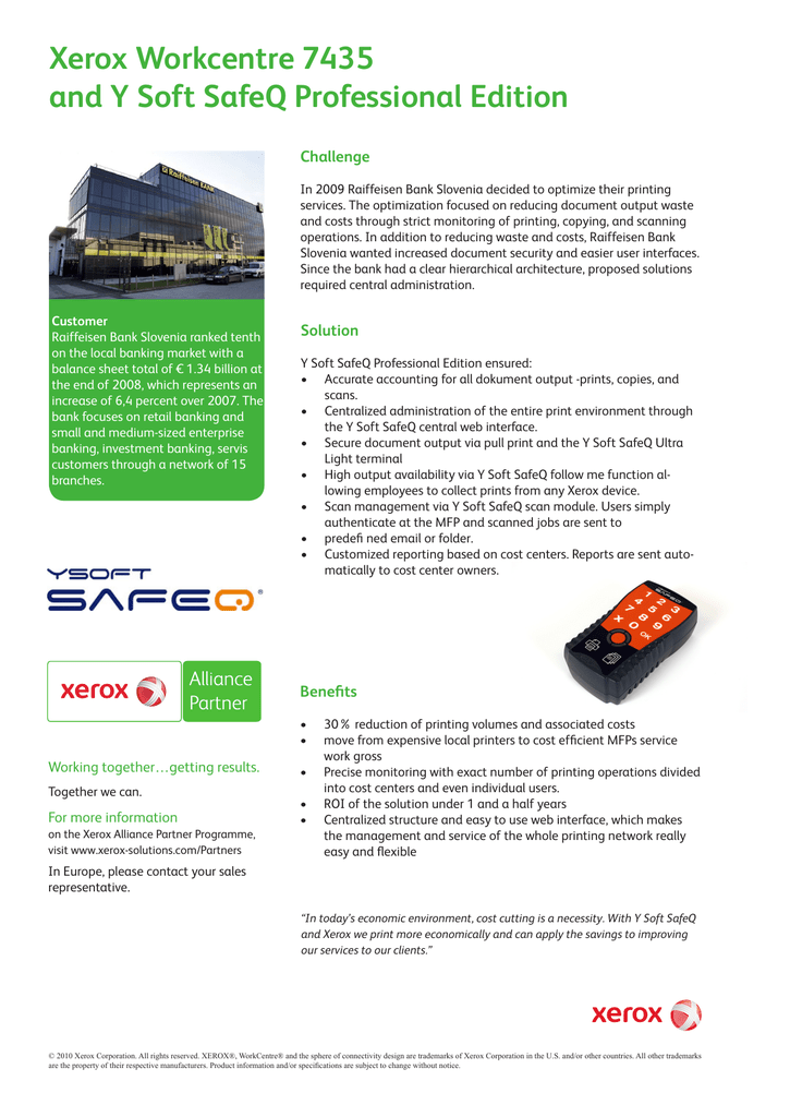 Xerox Workcentre 7435 And Y Soft Safeq Professional Edition