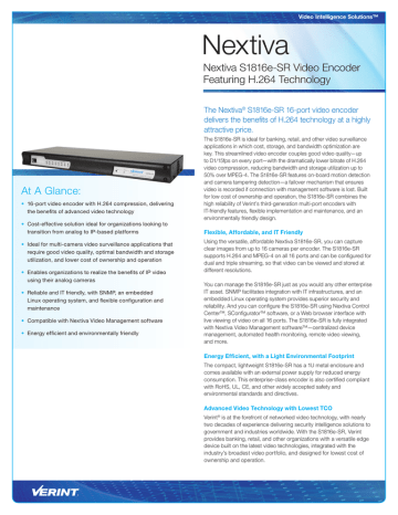 Nextiva S1816e-SR Data Sheet | Manualzz