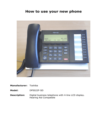 TOSHIBA DP5022-SD  Digital Business Phone No Handset "A"