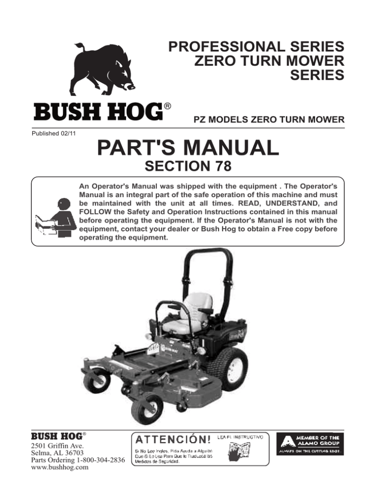 PART'S MANUAL PROFESSIONAL SERIES ZERO TURN MOWER SERIES | Manualzz