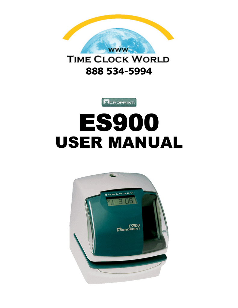 Acroprint Es 900 Electronic Time Clock Beige User Manual Manualzz