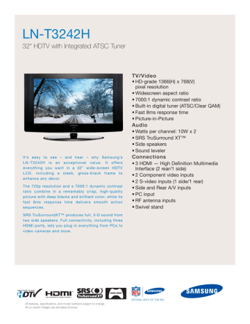 Samsung LN-T3242H Product Sheet | Manualzz