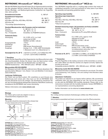 Rotronic HC2 Short Instruction Manual | Manualzz